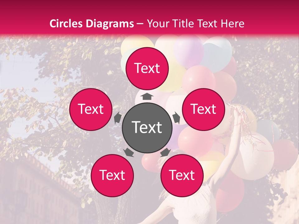 A Woman Holding A Bunch Of Balloons In Her Hands PowerPoint Template