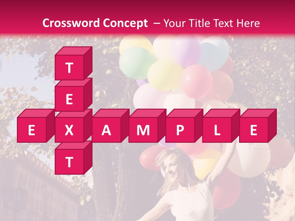 A Woman Holding A Bunch Of Balloons In Her Hands PowerPoint Template