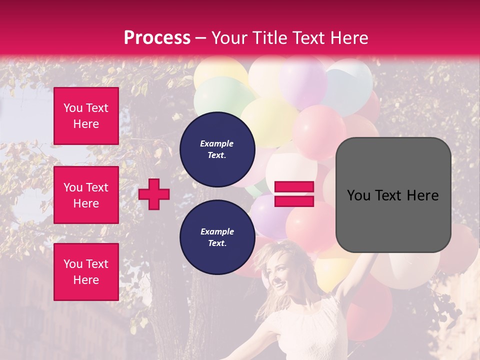 A Woman Holding A Bunch Of Balloons In Her Hands PowerPoint Template