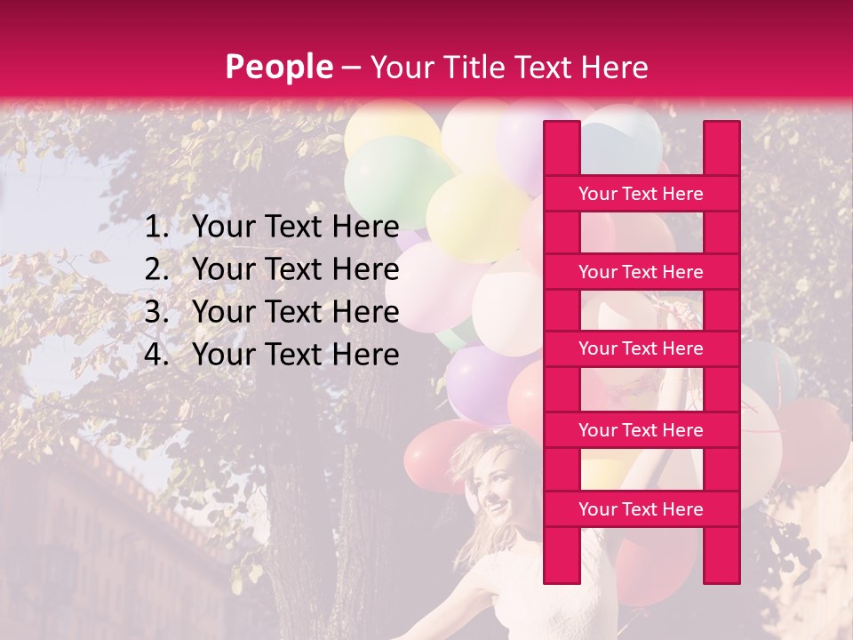 A Woman Holding A Bunch Of Balloons In Her Hands PowerPoint Template