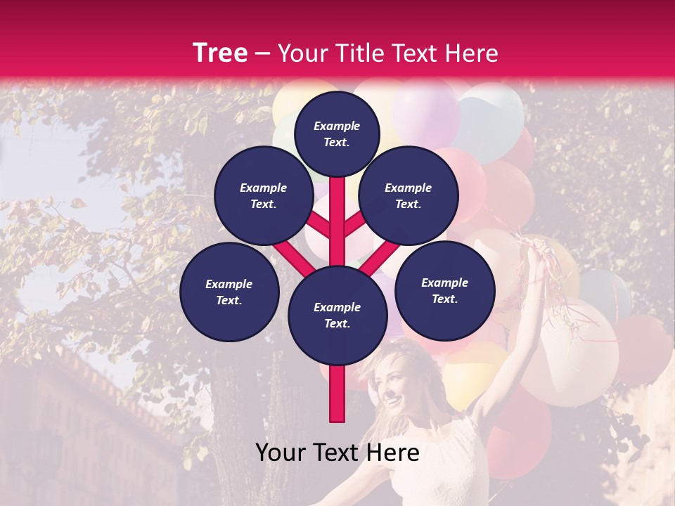 A Woman Holding A Bunch Of Balloons In Her Hands PowerPoint Template