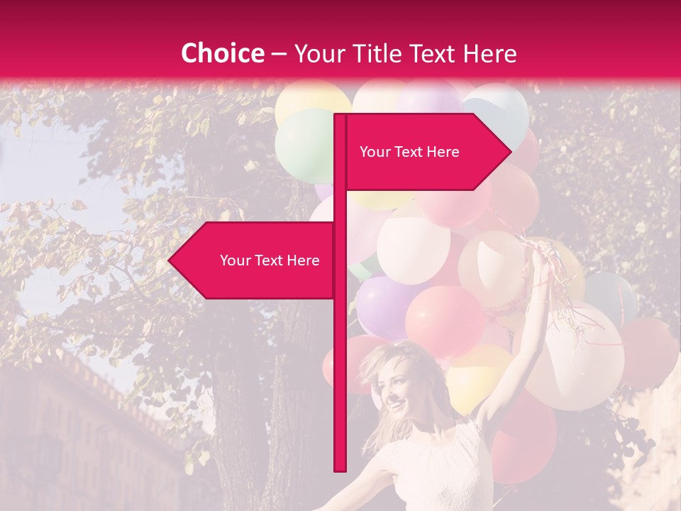 A Woman Holding A Bunch Of Balloons In Her Hands PowerPoint Template