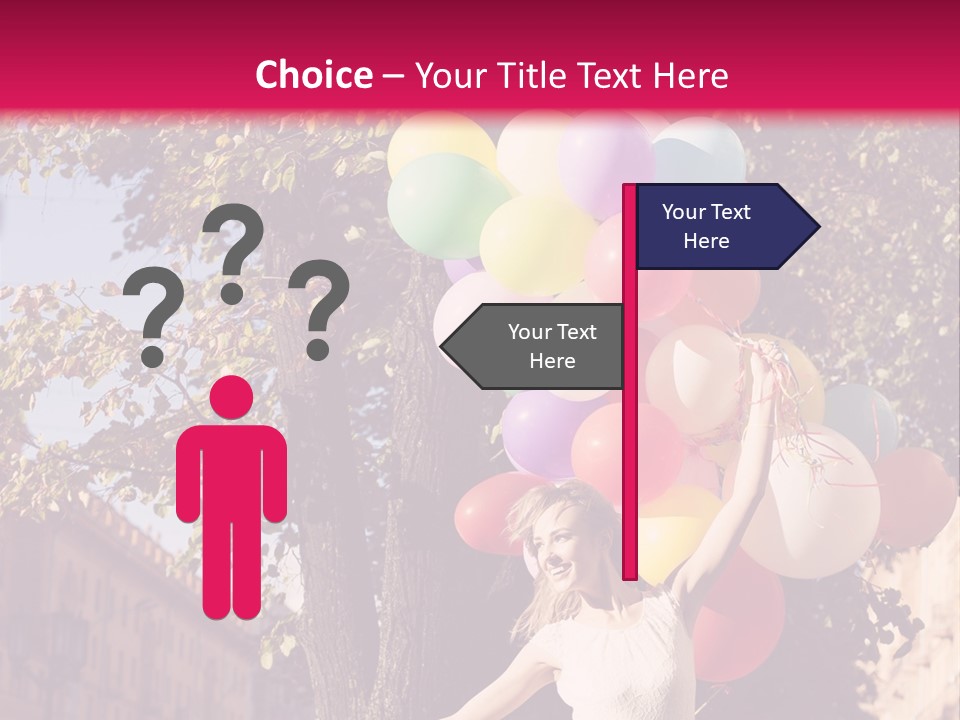 A Woman Holding A Bunch Of Balloons In Her Hands PowerPoint Template