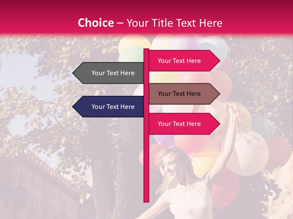 A Woman Holding A Bunch Of Balloons In Her Hands PowerPoint Template