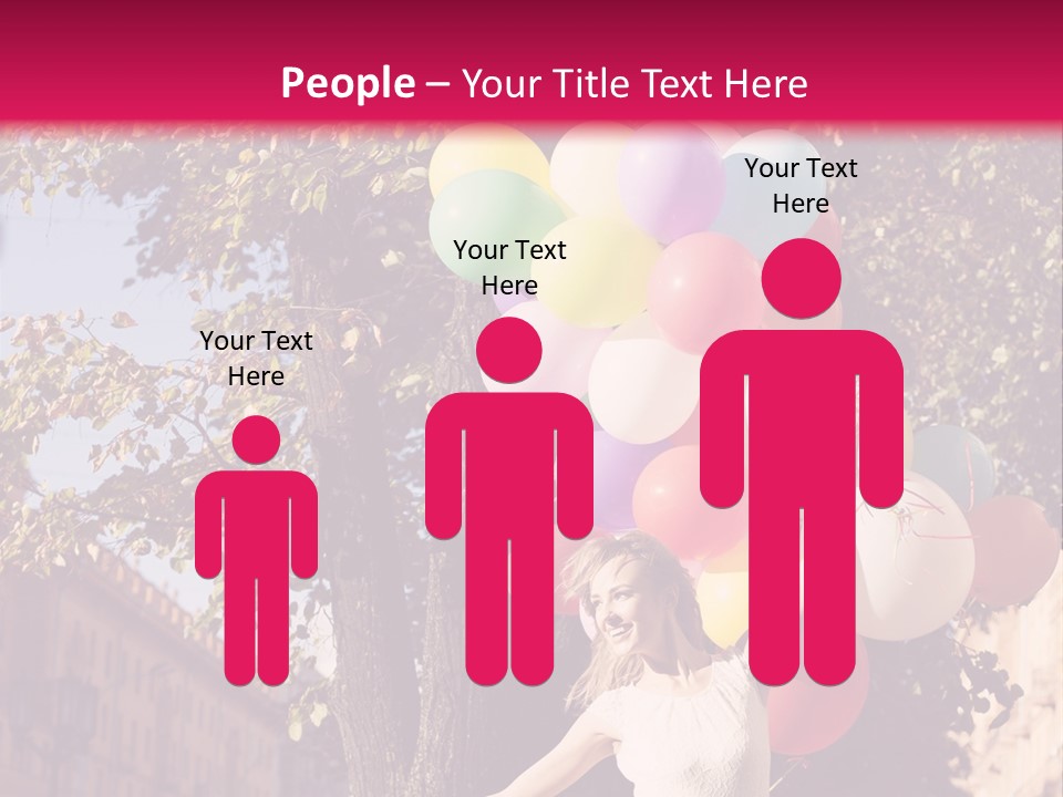 A Woman Holding A Bunch Of Balloons In Her Hands PowerPoint Template