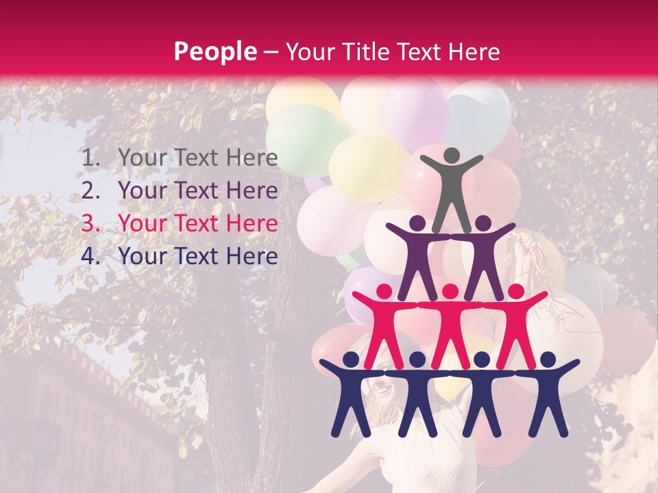 A Woman Holding A Bunch Of Balloons In Her Hands PowerPoint Template