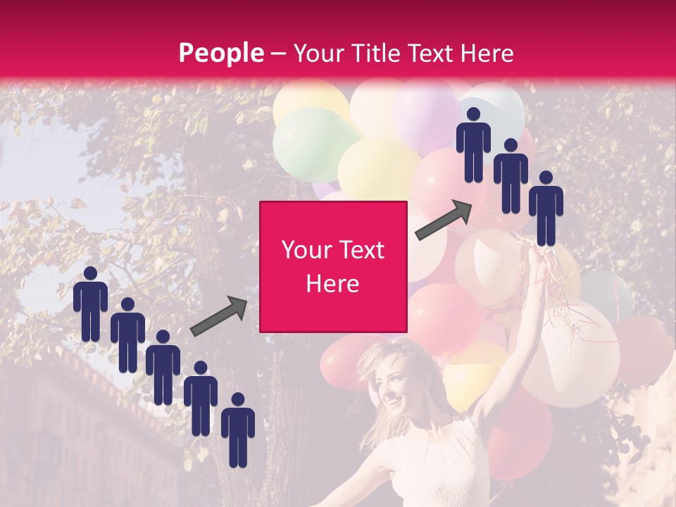 A Woman Holding A Bunch Of Balloons In Her Hands PowerPoint Template