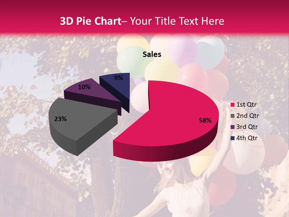 A Woman Holding A Bunch Of Balloons In Her Hands PowerPoint Template