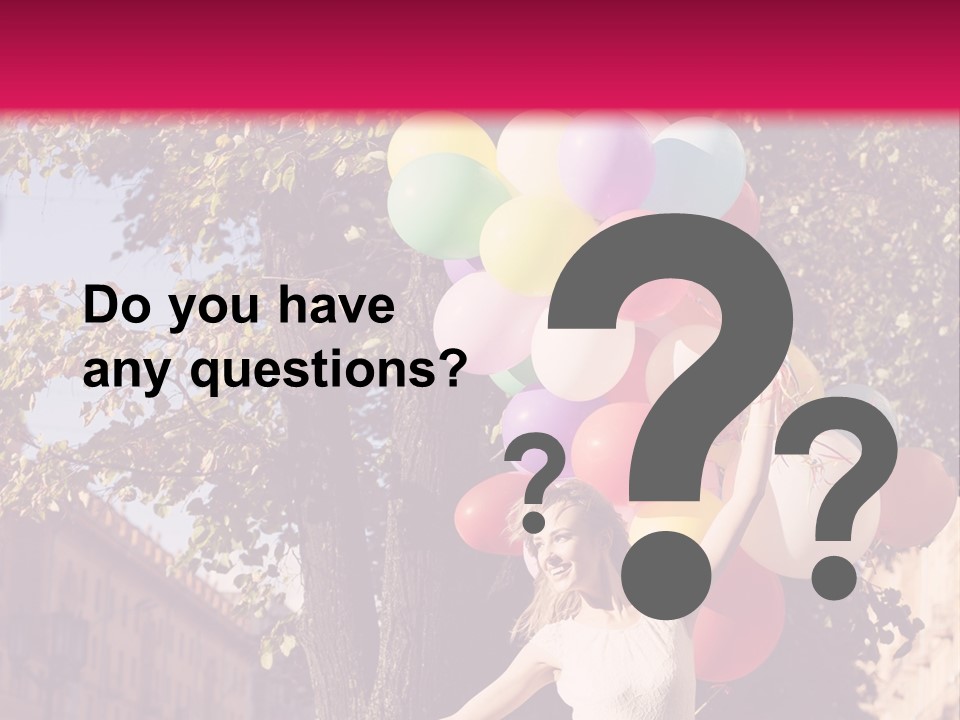 A Woman Holding A Bunch Of Balloons In Her Hands PowerPoint Template