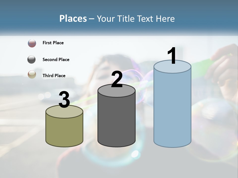 A Young Girl Blowing Bubbles With Her Hands PowerPoint Template