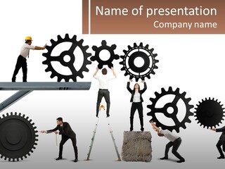 A Group Of People Are Working On Gears PowerPoint Template