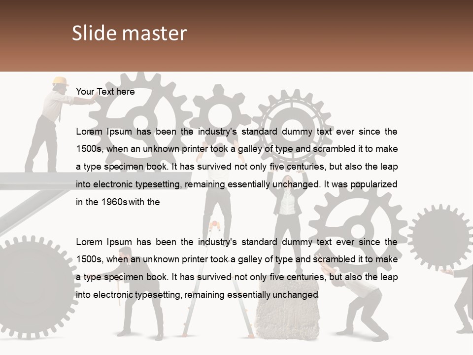 A Group Of People Are Working On Gears PowerPoint Template