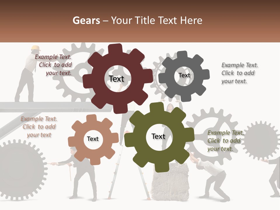 A Group Of People Are Working On Gears PowerPoint Template