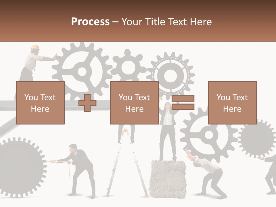 A Group Of People Are Working On Gears PowerPoint Template