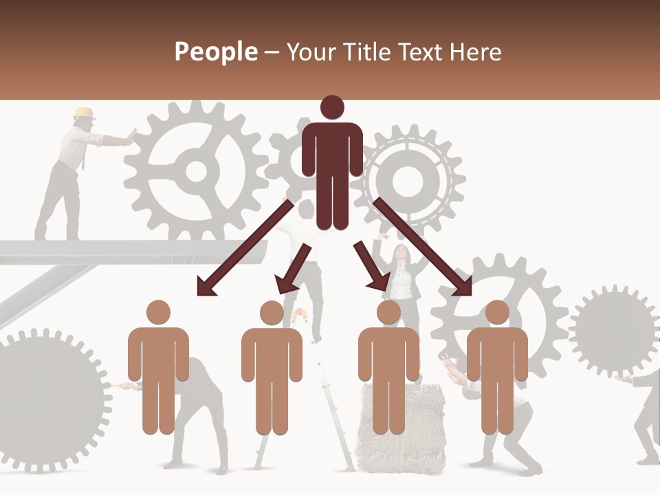 A Group Of People Are Working On Gears PowerPoint Template
