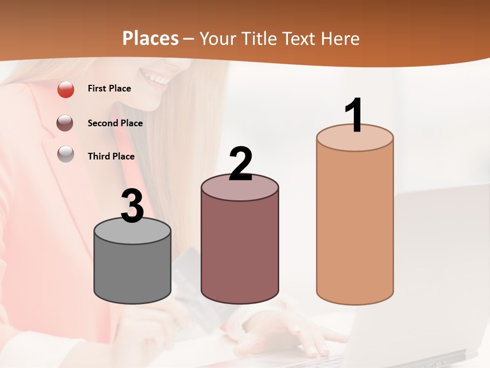 A Woman Holding A Credit Card And Looking At A Laptop PowerPoint Template