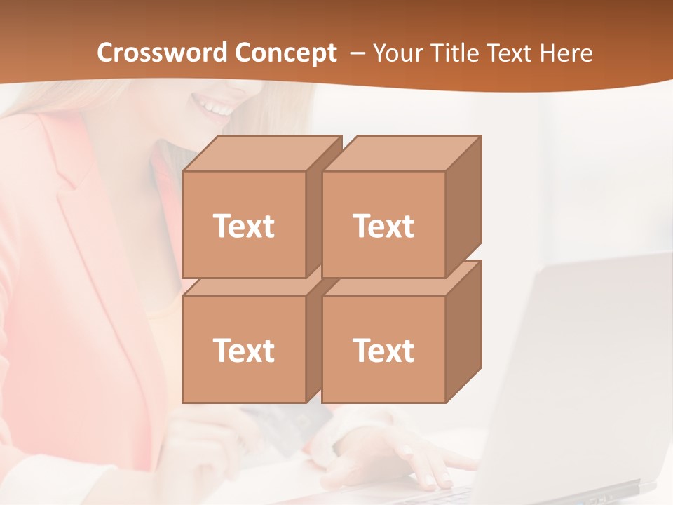 A Woman Holding A Credit Card And Looking At A Laptop PowerPoint Template