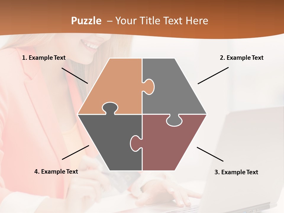 A Woman Holding A Credit Card And Looking At A Laptop PowerPoint Template