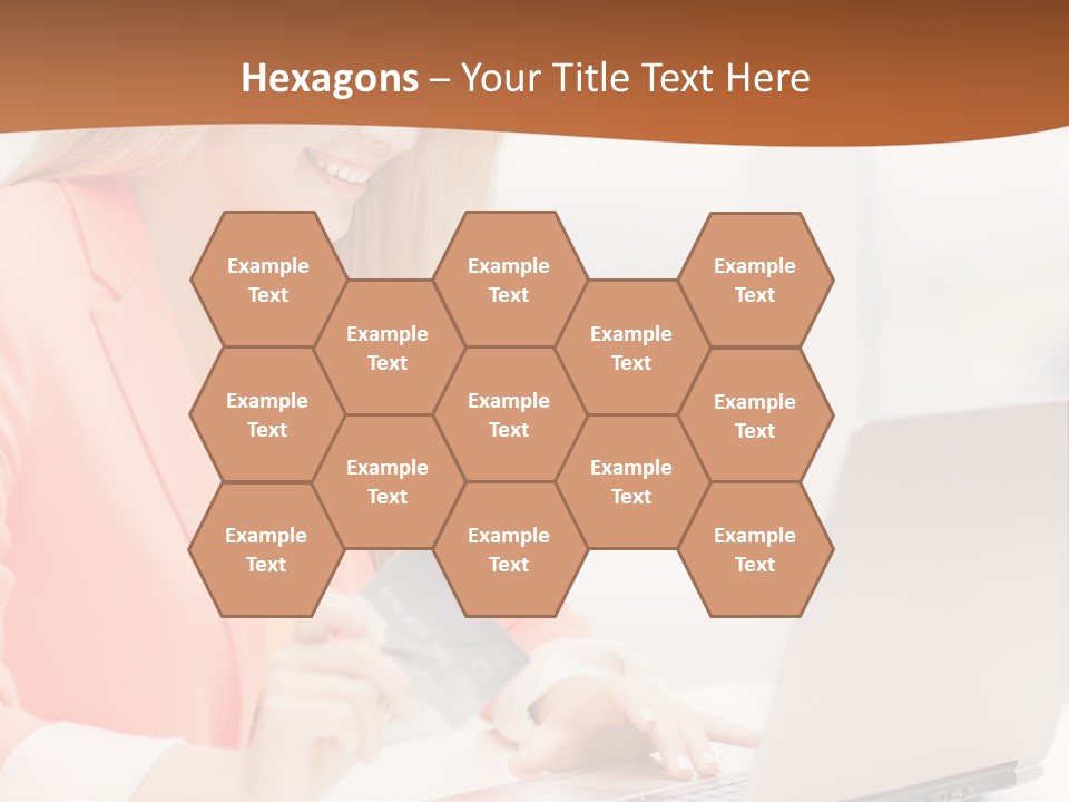 A Woman Holding A Credit Card And Looking At A Laptop PowerPoint Template