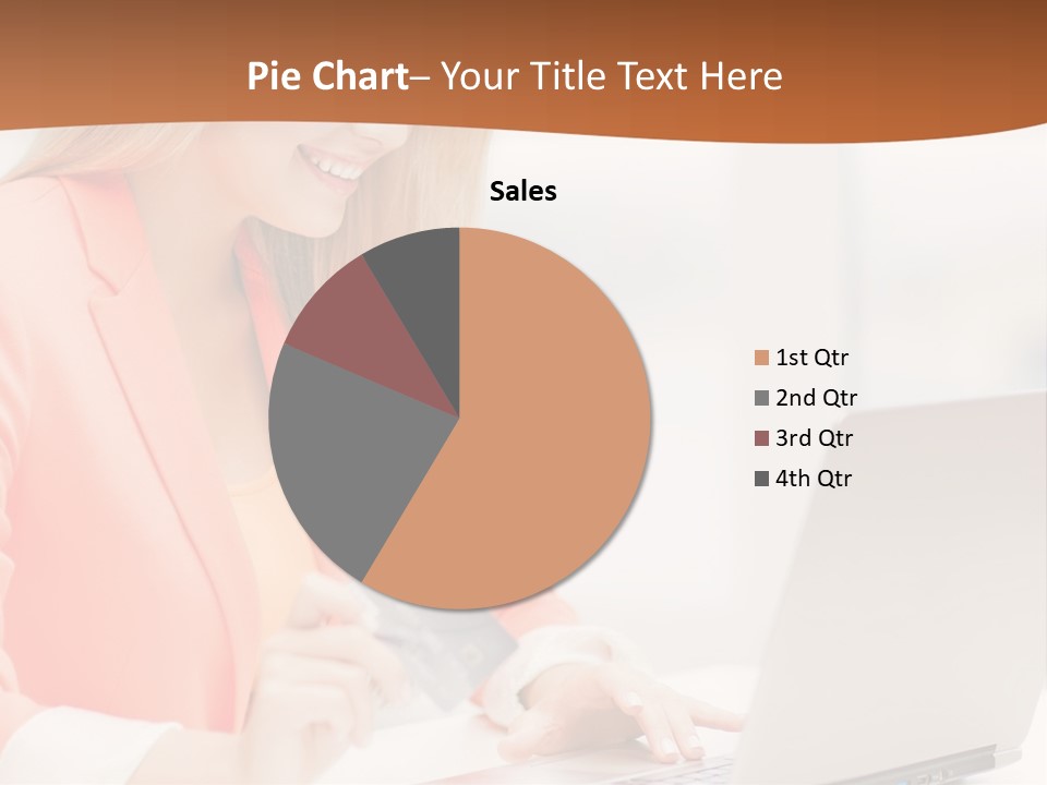 A Woman Holding A Credit Card And Looking At A Laptop PowerPoint Template