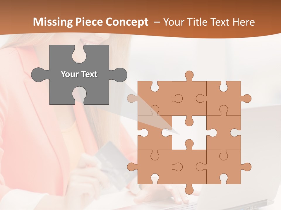 A Woman Holding A Credit Card And Looking At A Laptop PowerPoint Template