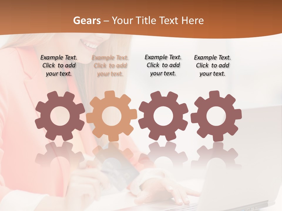 A Woman Holding A Credit Card And Looking At A Laptop PowerPoint Template