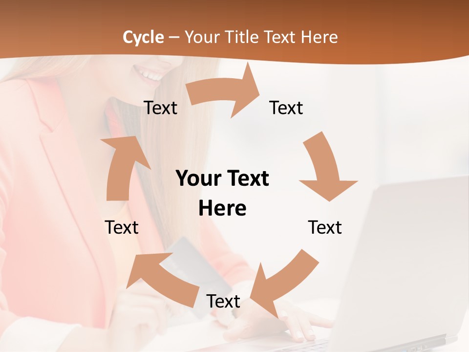 A Woman Holding A Credit Card And Looking At A Laptop PowerPoint Template