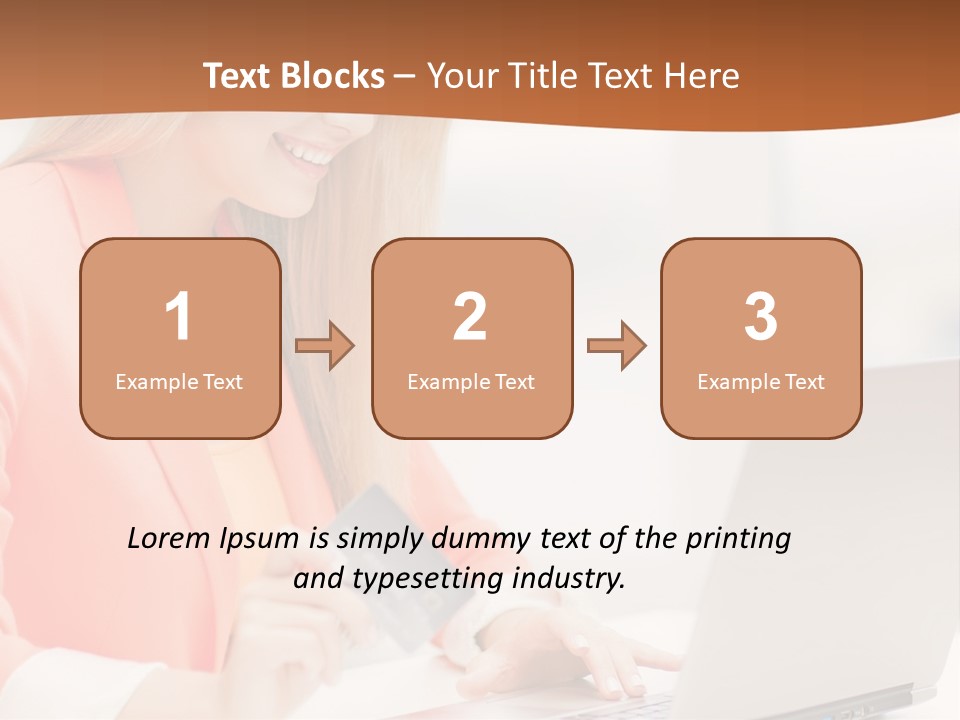 A Woman Holding A Credit Card And Looking At A Laptop PowerPoint Template