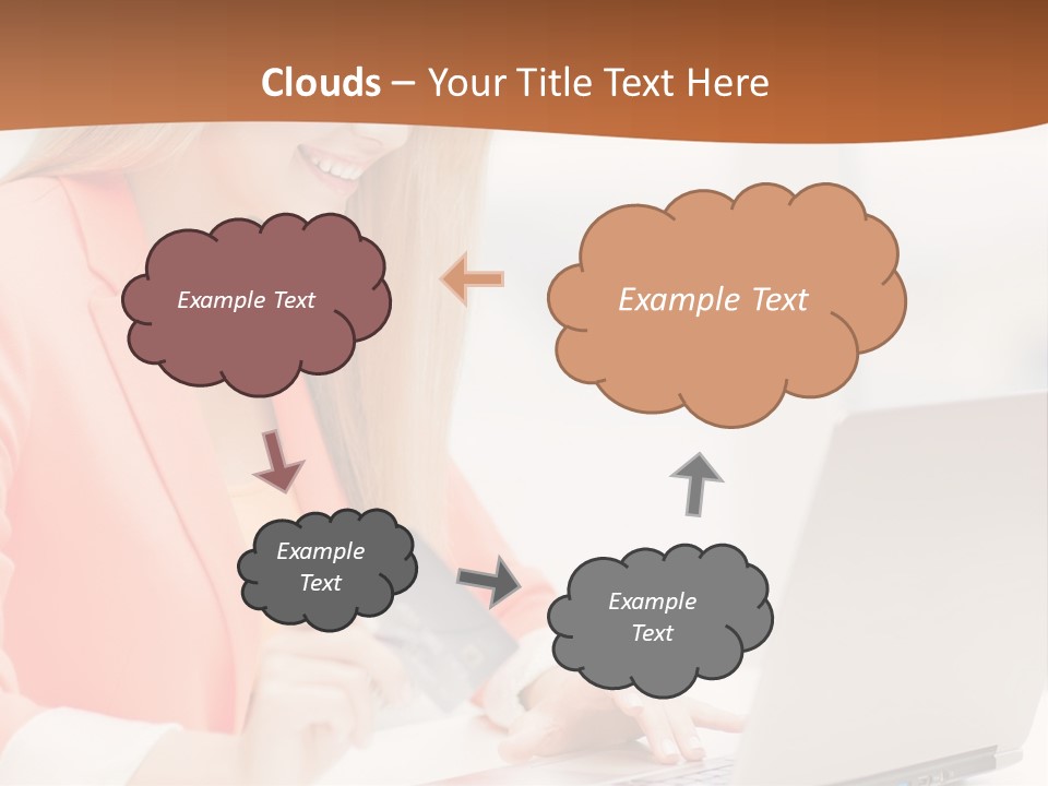 A Woman Holding A Credit Card And Looking At A Laptop PowerPoint Template
