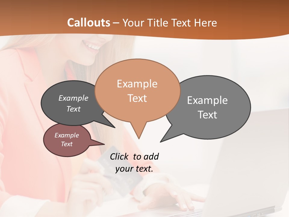 A Woman Holding A Credit Card And Looking At A Laptop PowerPoint Template