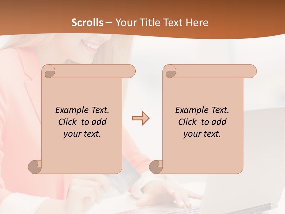 A Woman Holding A Credit Card And Looking At A Laptop PowerPoint Template