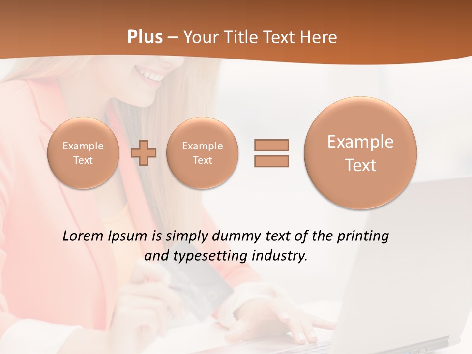 A Woman Holding A Credit Card And Looking At A Laptop PowerPoint Template