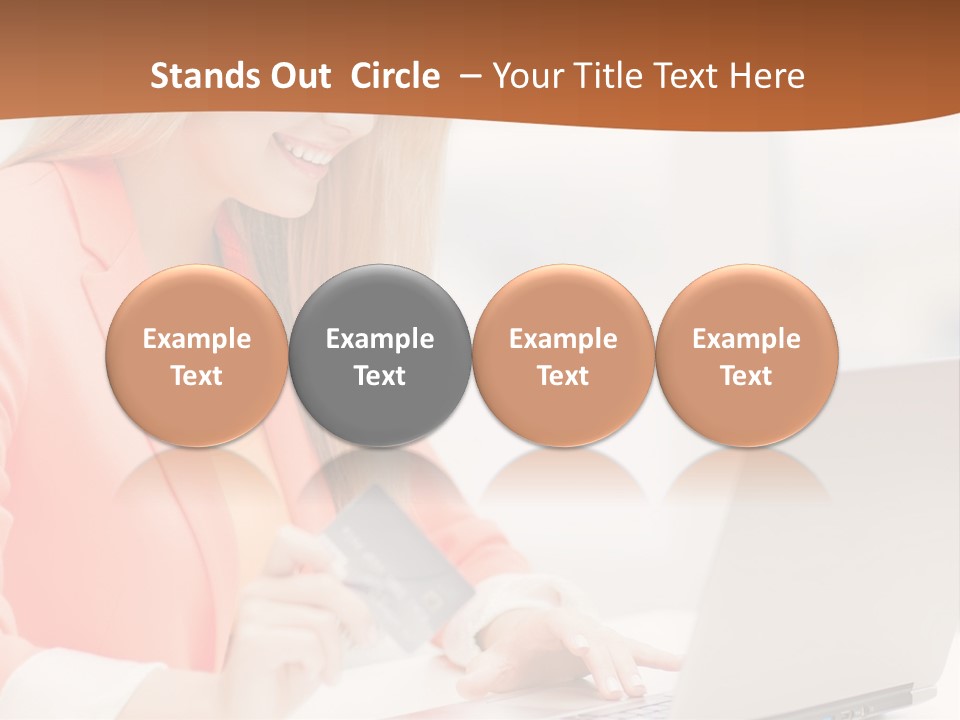 A Woman Holding A Credit Card And Looking At A Laptop PowerPoint Template