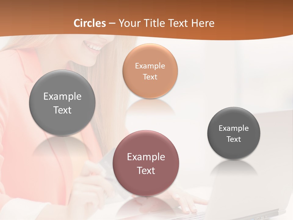 A Woman Holding A Credit Card And Looking At A Laptop PowerPoint Template