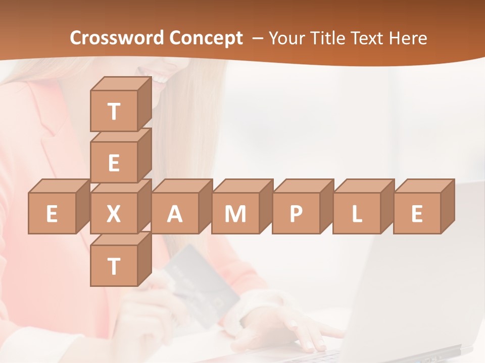 A Woman Holding A Credit Card And Looking At A Laptop PowerPoint Template