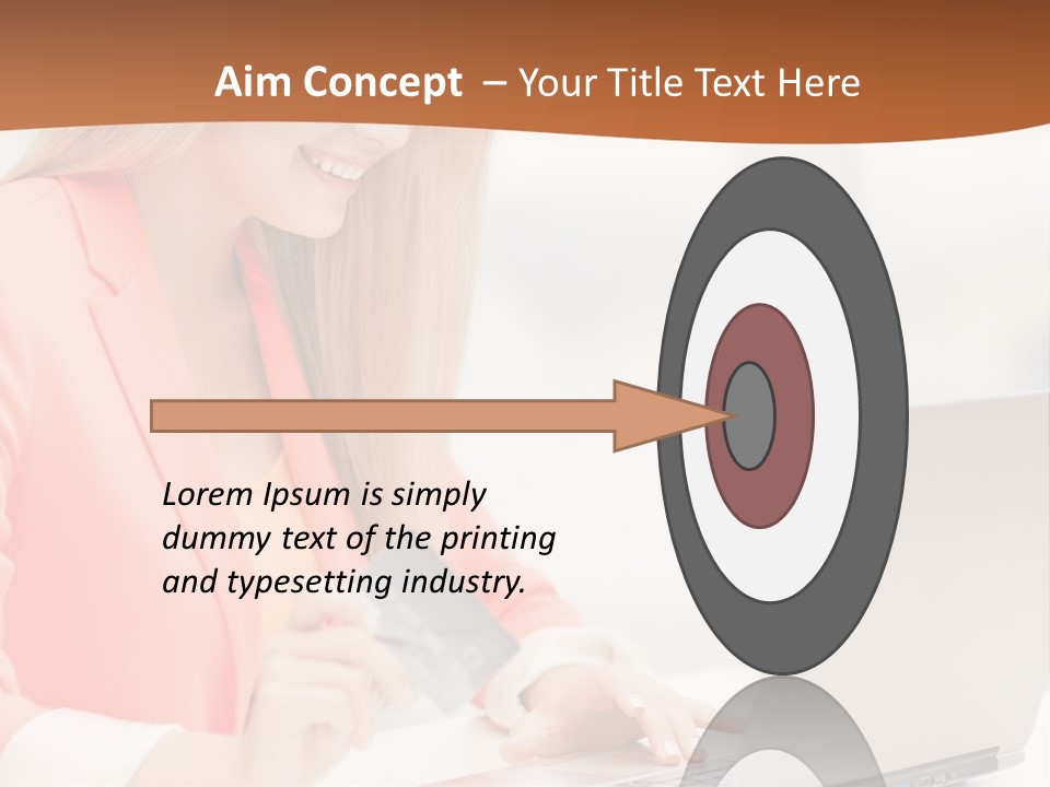 A Woman Holding A Credit Card And Looking At A Laptop PowerPoint Template