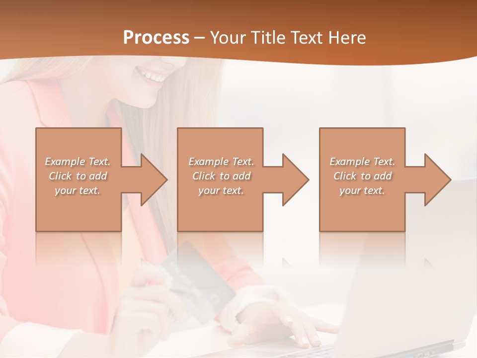 A Woman Holding A Credit Card And Looking At A Laptop PowerPoint Template