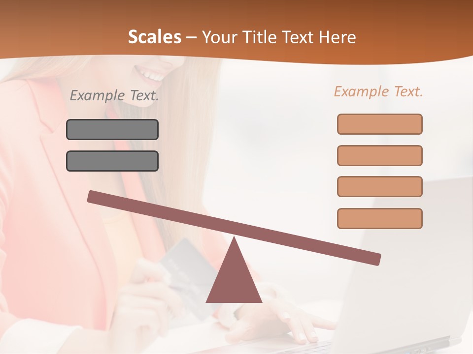 A Woman Holding A Credit Card And Looking At A Laptop PowerPoint Template