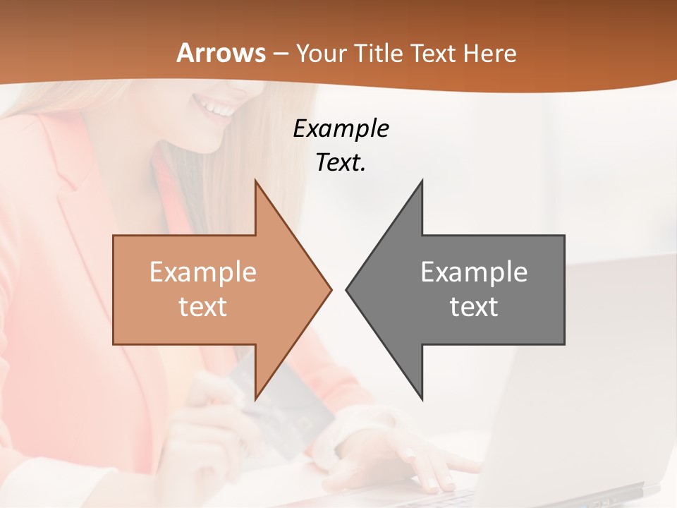 A Woman Holding A Credit Card And Looking At A Laptop PowerPoint Template