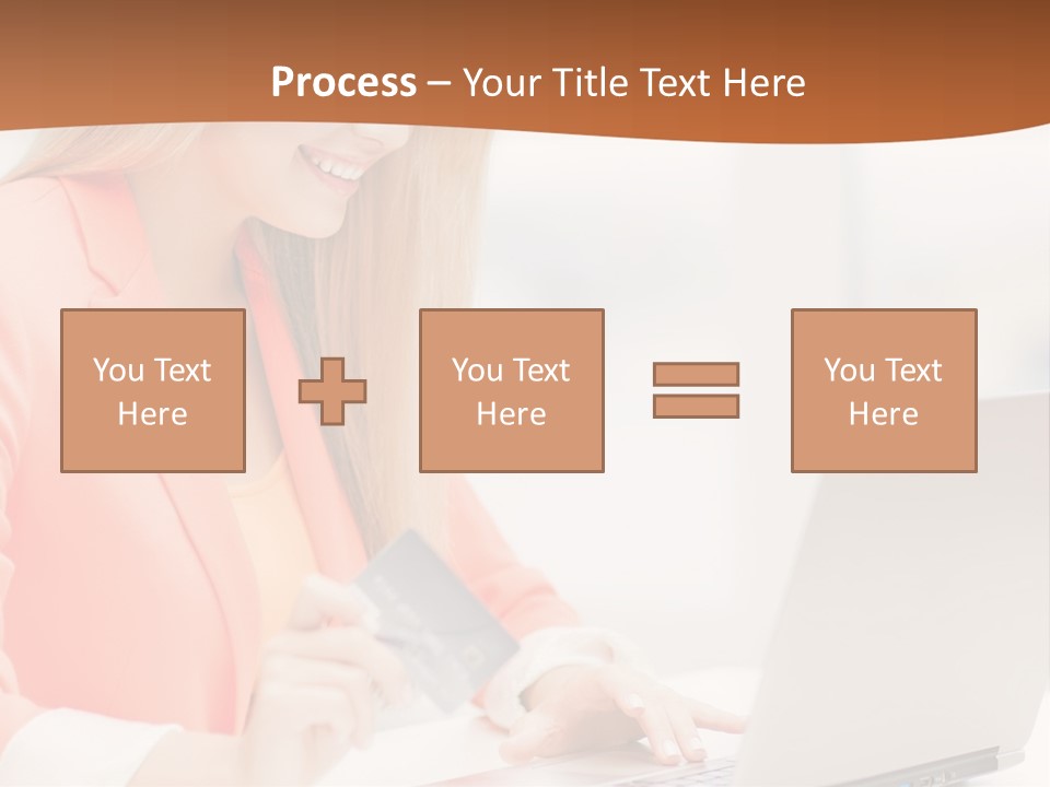 A Woman Holding A Credit Card And Looking At A Laptop PowerPoint Template
