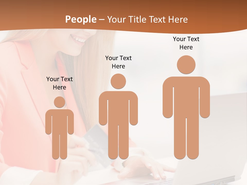 A Woman Holding A Credit Card And Looking At A Laptop PowerPoint Template