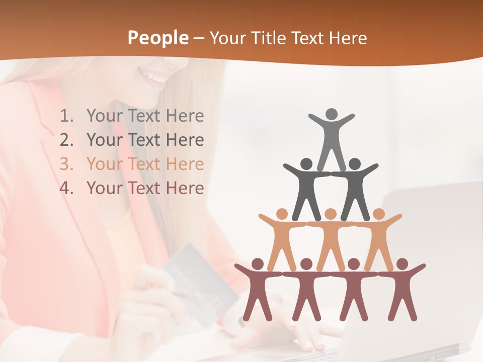 A Woman Holding A Credit Card And Looking At A Laptop PowerPoint Template