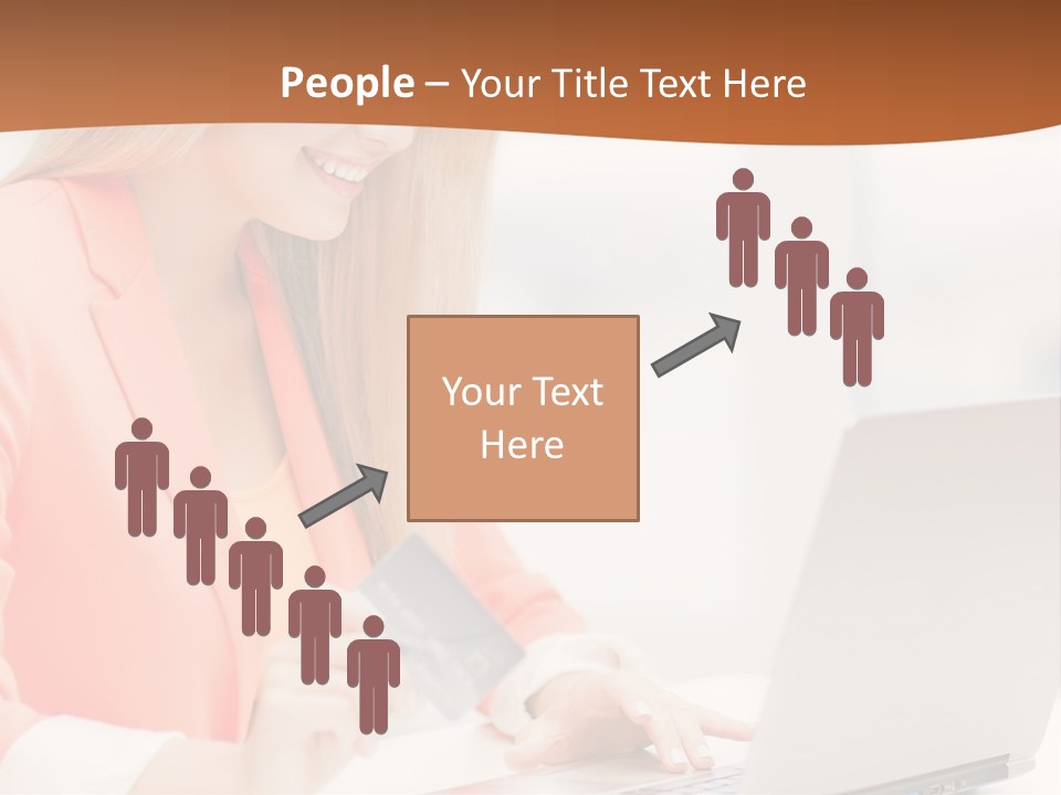 A Woman Holding A Credit Card And Looking At A Laptop PowerPoint Template