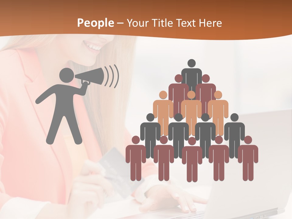 A Woman Holding A Credit Card And Looking At A Laptop PowerPoint Template