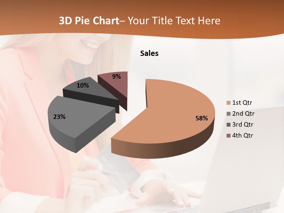 A Woman Holding A Credit Card And Looking At A Laptop PowerPoint Template