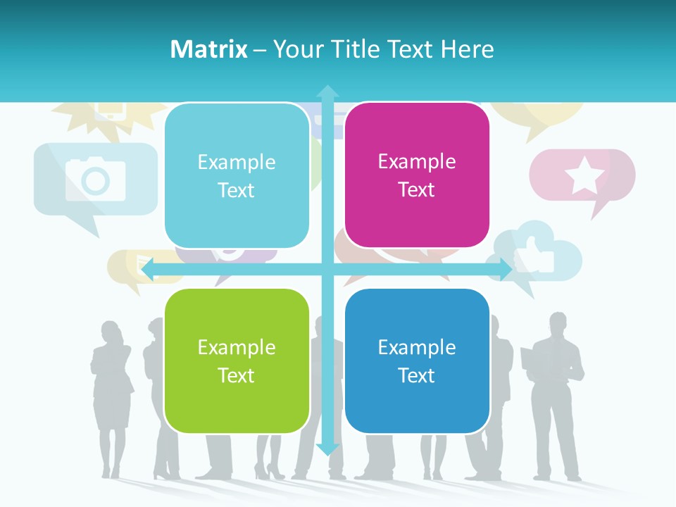 A Group Of People Standing Next To Each Other With Speech Bubbles Above Them PowerPoint Template