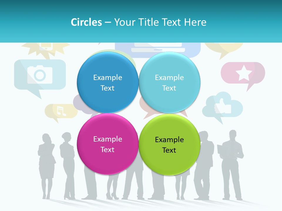 A Group Of People Standing Next To Each Other With Speech Bubbles Above Them PowerPoint Template