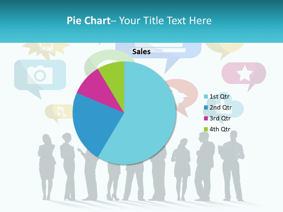 A Group Of People Standing Next To Each Other With Speech Bubbles Above Them PowerPoint Template