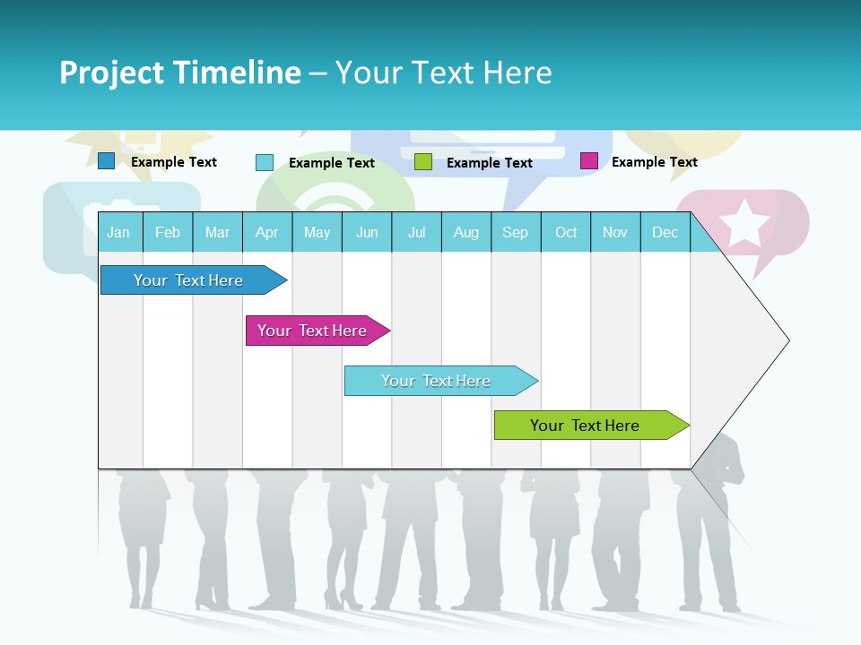 A Group Of People Standing Next To Each Other With Speech Bubbles Above Them PowerPoint Template