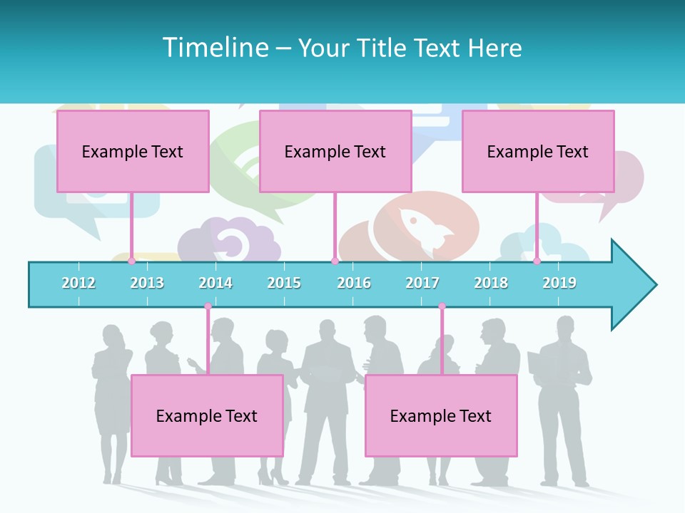 A Group Of People Standing Next To Each Other With Speech Bubbles Above Them PowerPoint Template